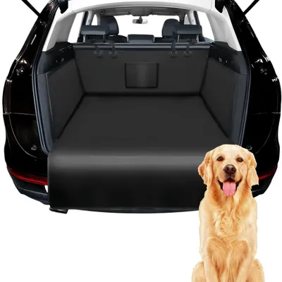 Productafbeelding van Bescherming voor de kofferbak bij het vervoeren van een hond – waterdichte, krasbestendige autodeken voor honden, gemaakt van 600D Oxford, met bescherming aan de zijkanten en bij de laadklep, geschikt voor stationwagens en SUV's