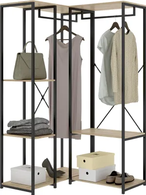 Produktbild von Gallup - Großer Kleiderschrank, 100x167h cm Eiche Braun, 4 Regale