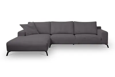 Produktbild von VENASI Ecksofa mit Schlaffunktion Aspen, Dunkelgrau Cordstoff, Ottomane Links