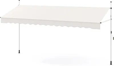Immagine prodotto di Tenda da balcone - Tenda a morsetto - Senza forature - Regolabile in altezza - Resistente ai raggi UV - Protezione solare - 400 cm - Poliestere - Bianco