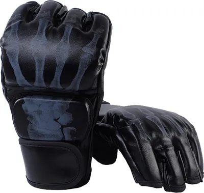 Produktbild von Halbfinger Boxhandschuhe Kampfsport, verstellbares Handgelenkband für Männer & Frauen, Ghost Hand Stil schwarz, für Fitness & Training