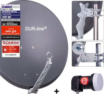 Produktbild von DUR-line Select 75/80cm Komplettanlage anthrazit + Single LNB