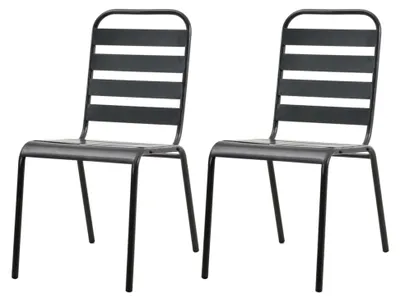 Produktbild von 2X Gartenstuhl Stahl Stapelstuhl Essstuhl Balkonstuhl Terrasse
