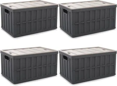 Imagen del producto de Caja organizadora gris plegable de 64 litros