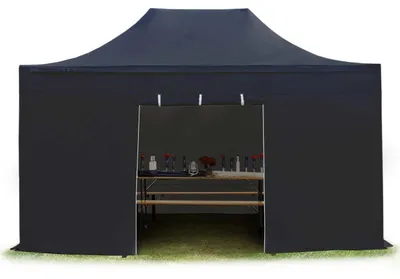 Obrázek produktu pro Nůžkový stan 3x4,5 m, ocel, vč. 4 bočnic černá