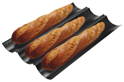 Baguette-Backform 38x24,5 cm, antihaftbeschichtet, für 3 Brote