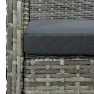 Zdjęcie produktu dla vidaXL Sofa ogrodowa 3-osobowa z poduszkami z szarego polirattanu