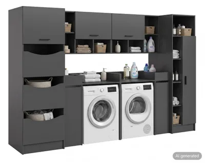Produktbild von xonox.home Free Waschmaschinenumbau Set B/H/T: 306x195x68 cm in anthrazit Nachbildung und --