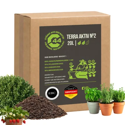 Produktbild von Terra Aktive Nr.2 Bodenverbesserer mit Pflanzenkohle und Mikroorganismen - 20L | organischer Bodenaktivator für alle Gemüse & pflanzen | C44-Zittau