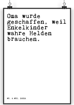 Produktbild von Mr. & Mrs. Panda Bild Oma wurde geschaffen, weil... DIN A4 - Weiß - Geschenk, Spruch Sprüche Weisheiten Zitate Lustig Weisheit Worte, Enkelkinder, drucke, Kunstdruck, Omi