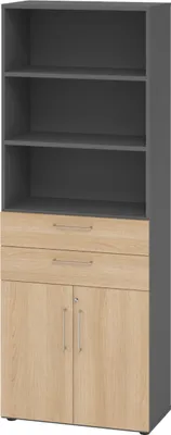 Produktbild von bümö smart Kombischrank - mit Schubladen - Nachbildung: Graphit/Eiche