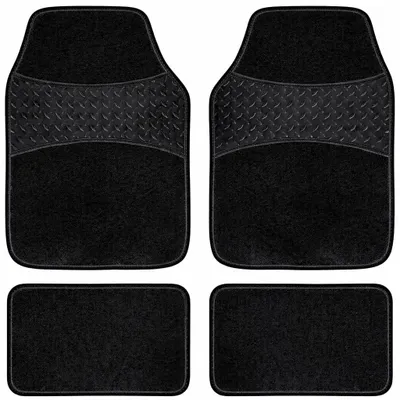 Image de Tapis de sol auto - Polyester - Antidérapant PVC - Noir - 4 pièces 66 x 44 cm et 42 x 29 cm - Pour voiture SUV et utilitaire