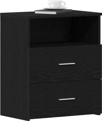 Image de vidaXL Table de chevet Noir aspect chêne 50 x 32 x 60 cm Aggloméré
