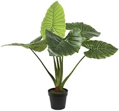 Productafbeelding van Kunstplant met bladeren, groen, in pot, 90 cm