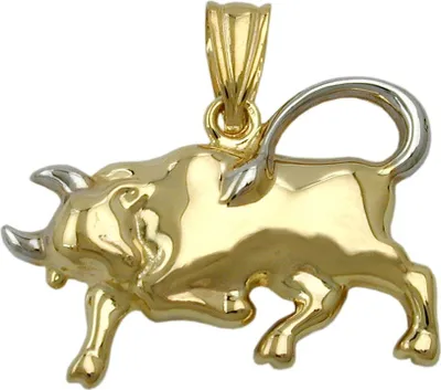 Produktbild von Anhänger 16x23mm Stier bicolor rhodiniert 9Kt GOLD gold 16x23mm