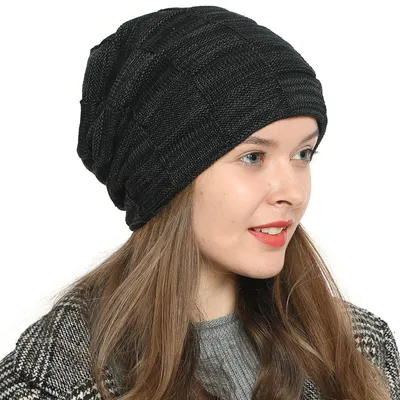 Produktbild von DonDon Damen warme Strickmütze mit weichem Innenfutter - schwarz grau