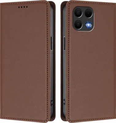 Image de Étui en cuir pour T-Mobile Revvl 8 Pro/T Phone 3 Pro 5G, étui à rabat magnétique en cuirPolyuréthaneavec support, marron