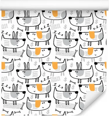Zdjęcie produktu dla Tapeta dla dzieci pieski w stylu skandynawskim Abstrakcyjna nowoczesna Ozdoba ścienna 3D