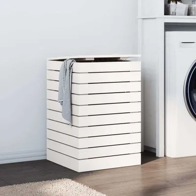 Produktbild von Cloris Designermöbel Wäschetruhe Weiß 44x44x66 cm Massivholz Kiefer 2024 Neu