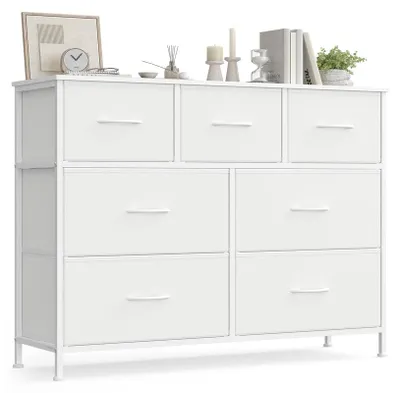 Productafbeelding van Opbergkast met 7 stoffenladen | Kleur: wit/crème | Afmetingen: 98,8 x 30 x 73,7 cm
