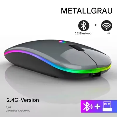 Produktbild von Kabellose RGB Gaming Maus – Wiederaufladbare Bluetooth Maus mit LED Hintergrundbeleuchtung, ergonomischem Design und 3600 DPI für Laptop und PC