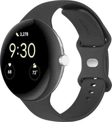 Immagine prodotto di Google Pixel Watch 3 - cinturino da 45 mm: cinturino in silicone imoshion con pulsante argentato senza aiuto per l'installazione