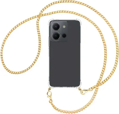 Produktbild von Handykette Backcover-Schutzhülle mit Band (Metall goldfarben) für vivo Y36 (6.64'') - goldfarbene Kette