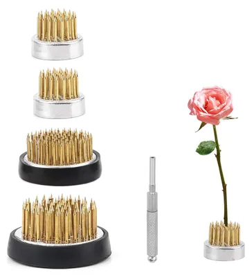 Produktbild von Blumenstecker 4 Stück - Stecknadeln für Blumen - Blumenhalter Ikebana - Runde Blumenstecker - Messingnadel - 23mm