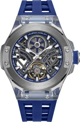 Immagine prodotto di Orologio da uomo POLICE, movimento automatico, blu/grigio, taglia unica, diametro 43 mm, codici prodotto: PEWGR0082201, PEWGR0082202, PEWGR0082203, PEWGR0082204