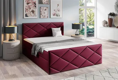 Produktbild von Boxspringbett Schlafzimmerbett KOSMOS 200x200cm Stoff Fancy Rot