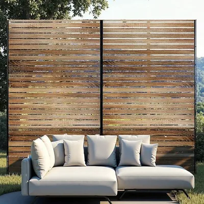 Produktbild von Sichtschutz mit Ständer, 120x180cm Paravent aus Metall, Verzinkter Stahl Raumteiler, Dekorativer Balkon Raumtrenner, Freistehende Trennwand für Outdoor Indoor, Garten, Terrasse, Innenbereich - A