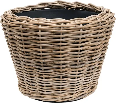 Produktbild von VAN DER LEEDEN DRYPOT® Rattan Pflanzkübel Grau Ø 43 cm - Sylter Körbe