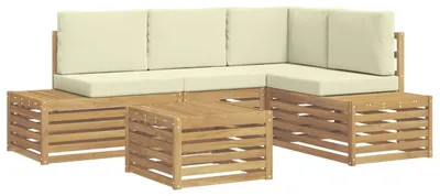 Image de Ensemble de canapés d'extérieur vidaXL avec coussins blancs 59 x 59 x 37 cm en polyester