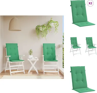 Image de vidaXL Coussin pour chaise de jardin à haut dossier 2 pcs. Vert 120x50x3cm Tissu - Coussin d'assise
