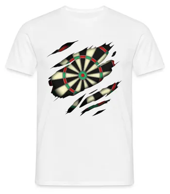 Produktbild von Spreadshirt Darts Lives In Me Ripped Design Dartboard Dart Fan Gift Männer T-Shirt, 3XL, Weiß