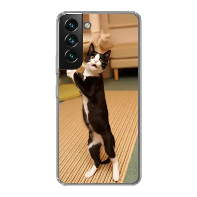 Produktbild von MuchoWow® Handyhülle Schutzhülle Hülle für Samsung Galaxy S22 Katze - Wohnzimmer - Schwarz Silikon Softcase Handy Hülle - Mobiltelefonhülle