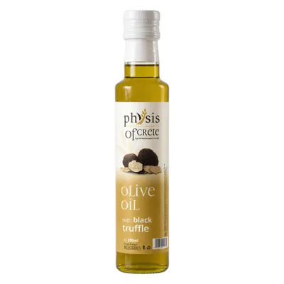 Physis of Crete Trüffel-Olivenöl Extra Native 250 ml Flasche auf weißem Grund