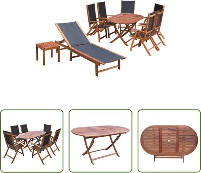 Produktbild von The Living Store 9-tlg. Garten-Essgruppe mit Auflagen Massivholz Akazie