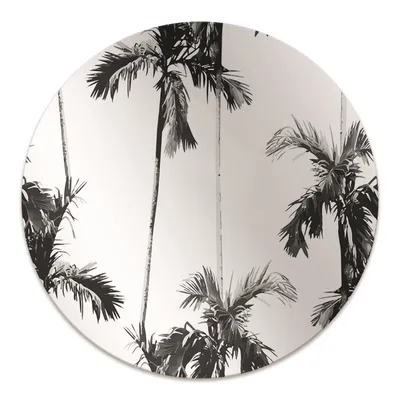 Produktbild von Rundmatte - Stuhlunterlage Bürostuhlunterlage - Rund Ø 100 cm - Bodenmatte - Fußmatte - Schwarz-Weiß-Palme
