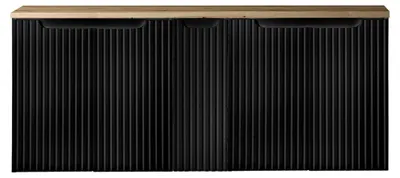 Produktbild von Doppelwaschtisch-Unterschrank 140cm, in schwarz mit Eiche, NEWPORT-56-BLACK