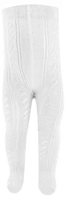 Produktbild von Kinderstrumpfhose aus Baumwolle Ajour – Weiß – 98-104