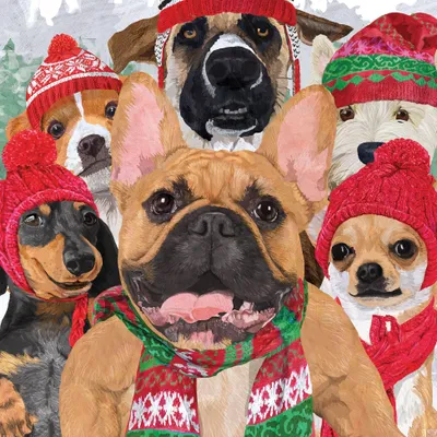 Produktbild von 20 Servietten Dog Usie - Hundewelt in Winterkleidung 33x33cm