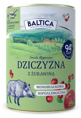 Produktbild von BALTICA Smaki regionów Venison with cranberries – Nassfutter für Hunde – 400g