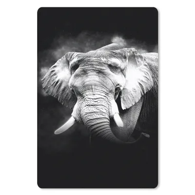 Produktbild von MuchoWow® Mauspad Mousepad Elefant im Nebel vor schwarzem Hintergrund - schwarz und weiß 18x27 cm - Mousepads - Maus Mat - Pad - Mausunterlage