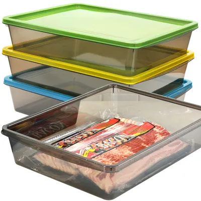 Image de Lot de 3 boîtes de conservation en plastique de 5 litres, grand récipient à viande