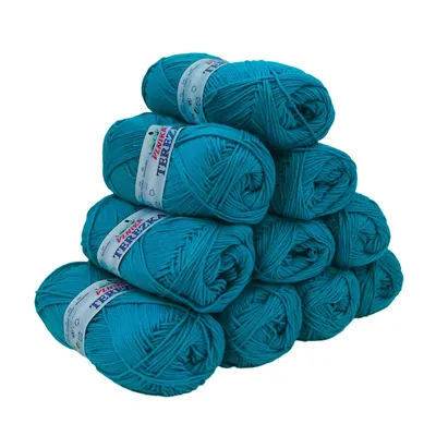 Produktbild von 10 x 50g Strickgarn Terezka 100% Baumwolle Baumwollgarn Häkelgarn, Farbe:ozeanblau