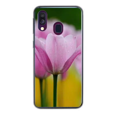 Produktbild von MuchoWow® Handyhülle Schutzhülle Hülle für Samsung Galaxy A40 Blumen - Tulpen - Rosa Silikon Softcase Handy Hülle - Handy-Tasche