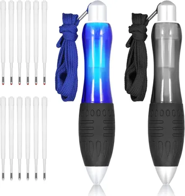 Productafbeelding van 2st grote dikke pennen met 12 vullingen - Dikke zware pennen grote met brede grip - Blauw
