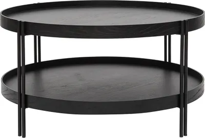 Produktbild von Miliboo - Runder Couchtisch aus Eiche schwarz und Metall D80 cm TWICE