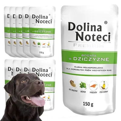 Zdjęcie produktu dla Mokra Karma Dla Psa Dolina Noteci Premium Bogata W Dziczyznę Saszetka 10x150g